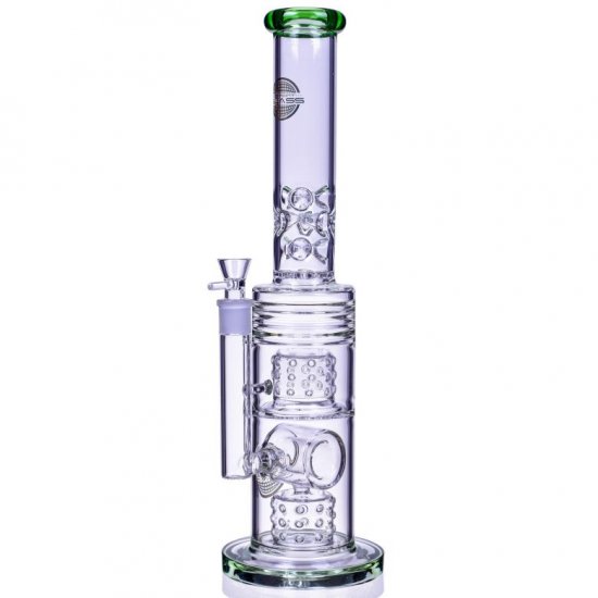 The Wicked Tower On Point Glass 18\" Straight Swiss to Donut Perc Bong Ice Green New