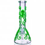 Smokey Octopus 13" Glow In The Dark Beaker Bong Green New