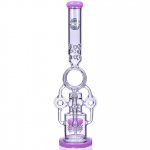 The Quidditch 21" Triple Donut Multi Perc Bong Pink New