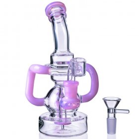 8" 3 Arm Mini Recycler Dab Rig 14mm Male Bowl and Banger Pink New