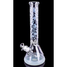 The Vibranium Chill Glass 15" Thick UV Reactive Color Changing Beaker Base Bong Blue New