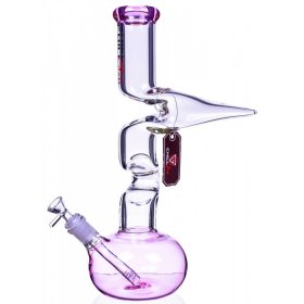 Chill Glass 15" Double Zong Bong w/ Down Stem and 14mm Dry Bowl Pink New