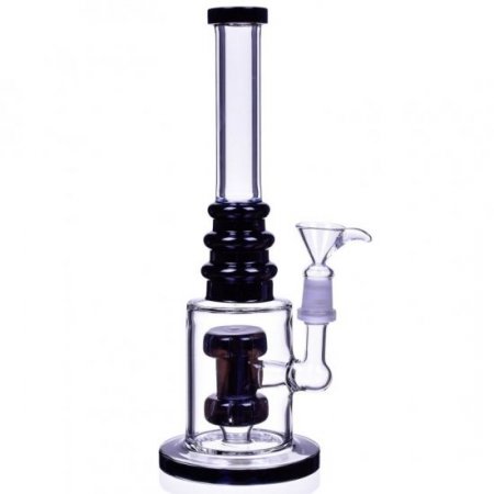 12 Double Hammer to Cake Layered Perc Bong Black New