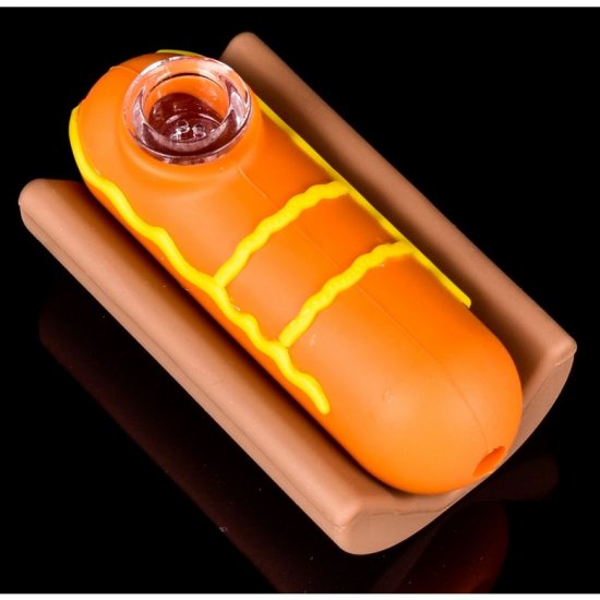 Hot Dog - 4\" Silicone Hand Pipe New