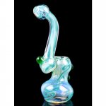 Smoki'n Vibes 6" Fumed Heavy Weight Bubbler Green Accent New