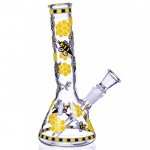 The Swarm 8" Glow In The Dark Honeycomb Beaker Bong Yellow/Black New