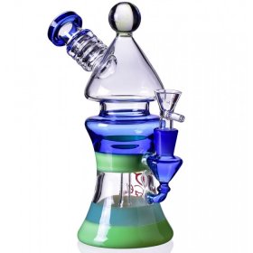 Chill Glass Beaker Bong Water Pipe with 14mm Dry Bowl Slime Green New