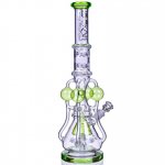 The Amazonian Trophy LOOKAH PLATINUM SERIES 19" SMOKING BONG WITH 4 CIRCULAR CHAMBER RECYCLER AND SPRINKLER MUSHROOM PERC Clear Green New