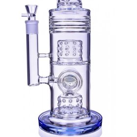 The Wicked Tower On Point Glass 18" Straight Swiss to Donut Perc Bong Ice Blue New