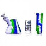 SMOKE PYRAMID 11" STRATUS PYRAMID SILICONE BONG WITH 19MM DOWN STEM AND 14MM BOWL GREENISH BLUE New