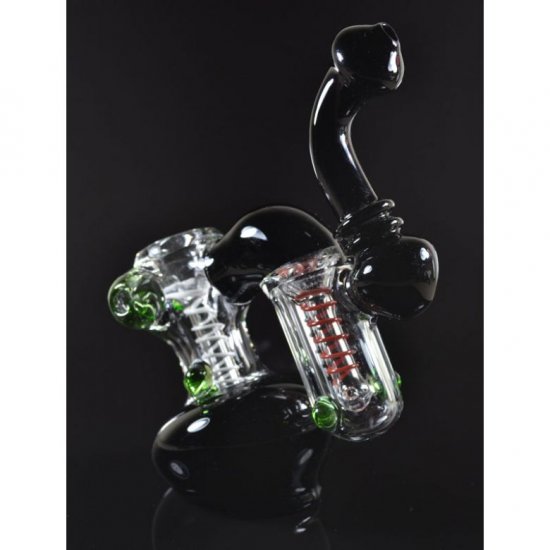 7\" Double Chamber Bubbler Black New