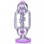 Her Majesty's Lookah 11" Inline to Dual Coil Perc 4-Arm Recycler Bong American Pink New