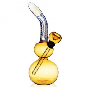 6" Spiral Tilted Double Bubble Mini Bong Golden Fumed New