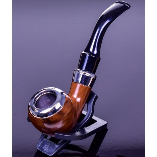 6\" Nirvana Series Wooden Pipe Smooth Brown with Chrome New