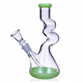 Curved Neck Double Zong Bong Water Pipe Slime Green New