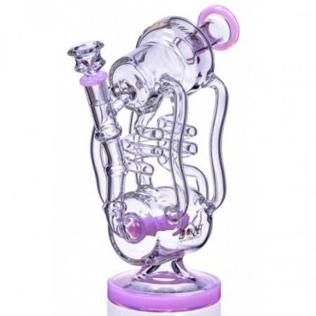 Her Majesty's Lookah 11" Inline to Dual Coil Perc 4-Arm Recycler Bong American Pink New