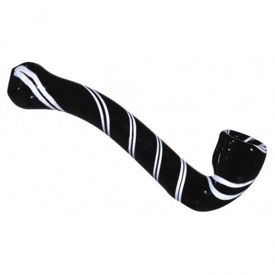 5\" Striped Sherlock Glass Pipe - Black New