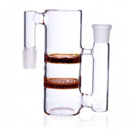 14MM Honeycomb Perc to Turbine Perc Glass Ashcatcher Amber New