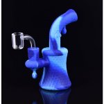 8" Glow In The Dark Bee On The Silicone Bong With 14mm Banger Aqua Blue New