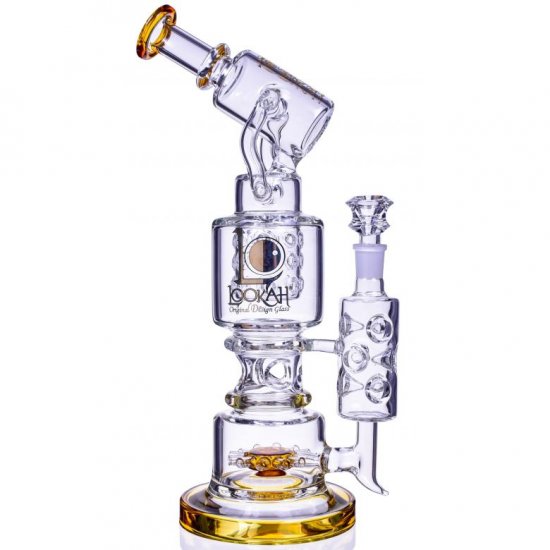 Smoke Slasher Lookah 16\" Sprinkler Perc Recycler Bong Amber New