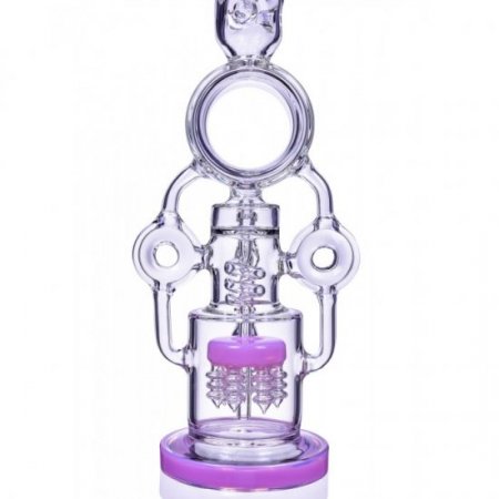 The Quidditch 21" Triple Donut Multi Perc Bong Pink New