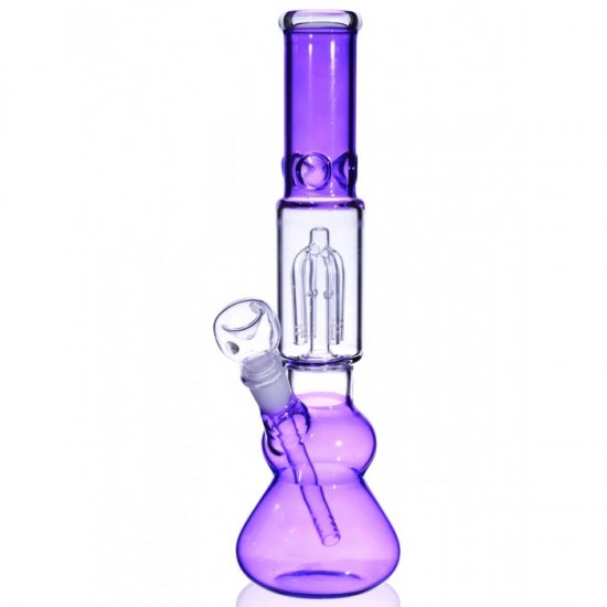 12\" Slotted 4 Arm Tree Perc Glass Bong Water Pipe Girly Hot Purple Bong New