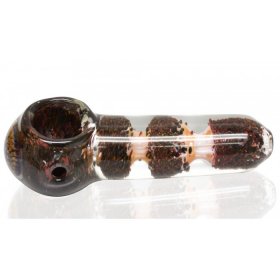 The Wormhole - 4.5 Warm Red With Golden Frit Glass Pipe New