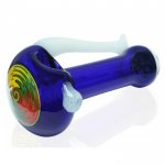 The Rastafari Spin Top - 5 Blue Glass Pipe New