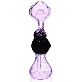 The Pink Cobra -6" Swirled Pink Bubbler Pipe Girly Bubbler New