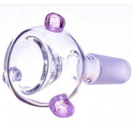 Smoking Accessories 14mm Dry Male Glass Bowl With Pink Accent Dry Herb New