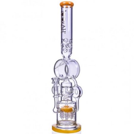 Lord Of Space Stone Lookah 21" Donut Recycler Domed Sprinkler Perc Bong Milky Amber New