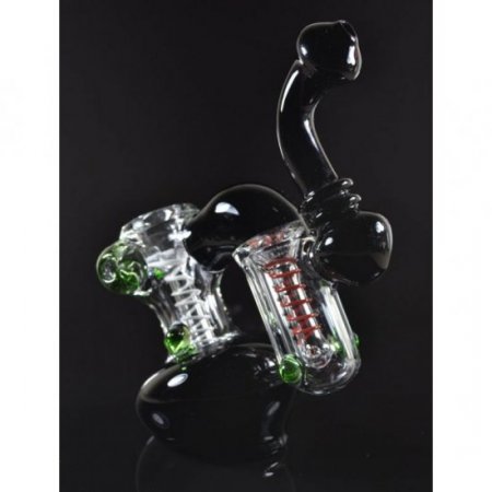 7" Double Chamber Bubbler Black New