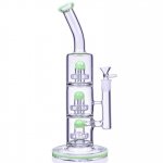 The Defender 14" Triple Inline Showerhead Bong American Green New