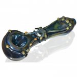 Mayan Shimmering Metallic Blue Frog Glass Hand Pipe New
