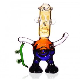 Bart The Skater Boi - 4 Translucent Green, Blue, Orange and Clear Skater Hand Pipe New