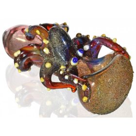 Octopus Reef - 5 Burnt Orange and Blue Hand Pipe with Octopus New