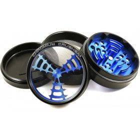 Herb Connect 63MM Chromium Crusher Dual Four Part Grinder Black/Blue New