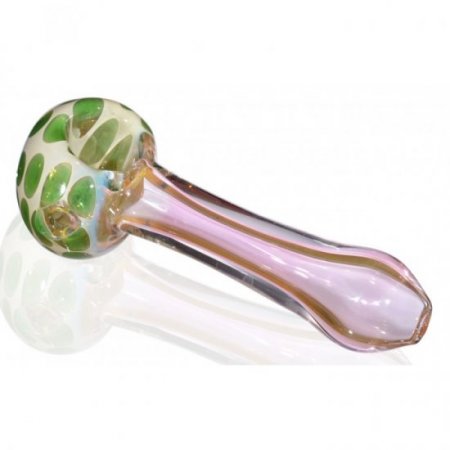 4" Cheetah Bowl Fumed Glass Pipe - Green New