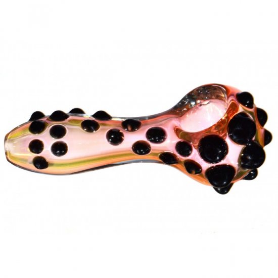 3\" Rose Gold Glass Pipe - Fumed - Solid Black Bubbles New