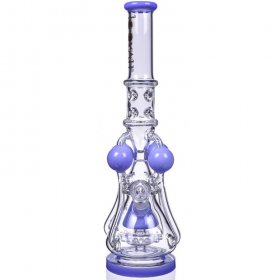 The Amazonian Trophy LOOKAH PLATINUM SERIES 19" SMOKING BONG WITH 4 CIRCULAR CHAMBER RECYCLER AND SPRINKLER MUSHROOM PERC Milky Blue New