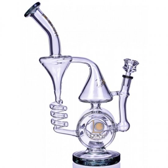 Smoke Artillery Lookah 13\" BARREL SPIRAL CONE RECYCLE BENT NECK GLASS WATER PIPE Ash Black New