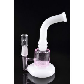5" Micro Honeycomb Oil Rig Water Pipe Tilted Saucer Chamber White & Pink New