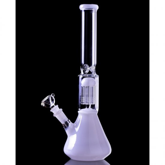 14\" Beaker Base Bong with 8-Arm Tree Perc Water Pipe White New