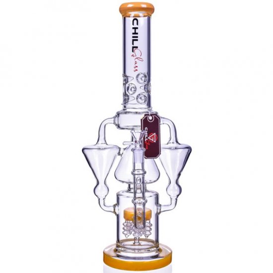 The Artifact Chill Glass 18\" Triple Conical Chamber Design Milky Amber New