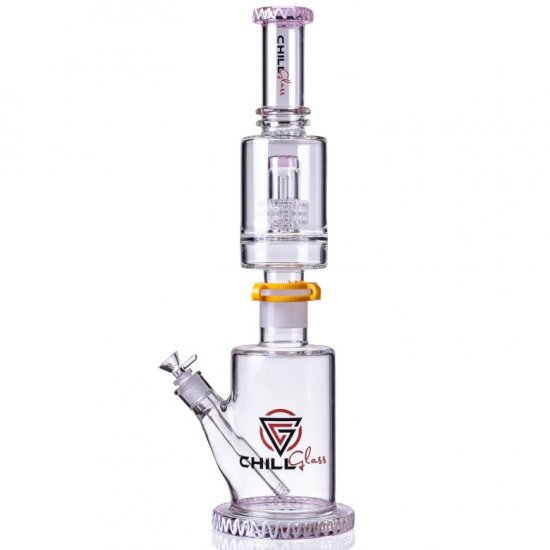 Chill Glass 20\" Bong with Multi Percs with a Downstem and Bowl Pink New