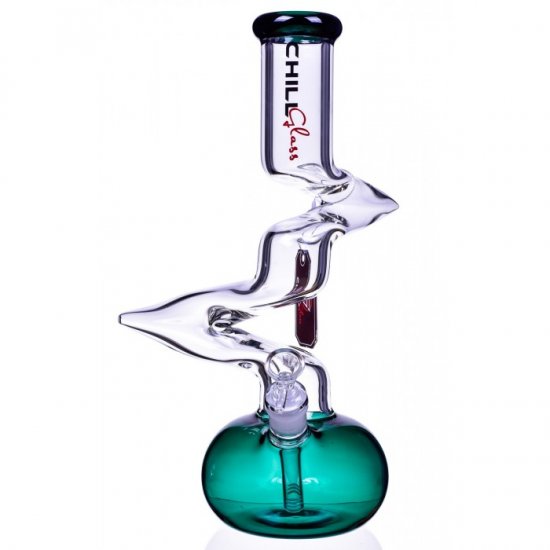 Chill Glass 15\" Double Zong Bong w/ Down Stem and 14mm Dry Bowl Green New