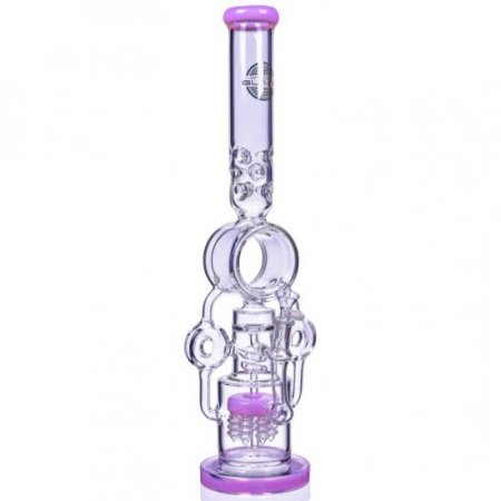 The Quidditch 21" Triple Donut Multi Perc Bong Pink New