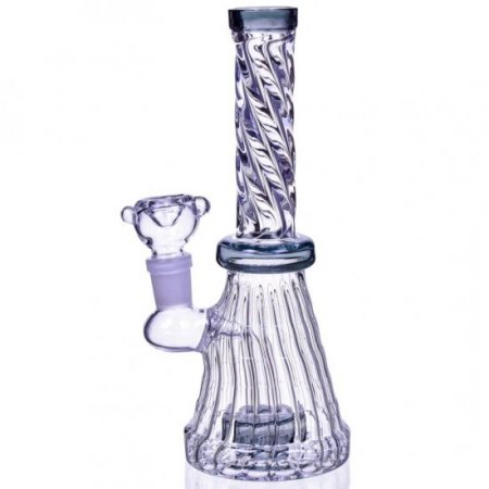 Mortal Smoke 8" Spiral Design Matrix Perc Beaker Bong Ash Black New