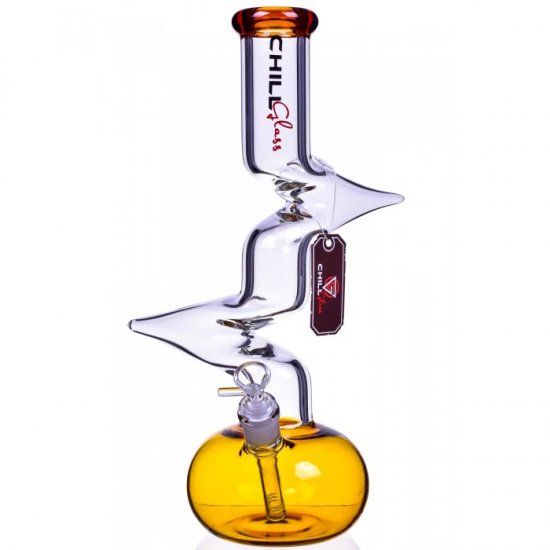 Chill Glass 15\" Double Zong Bong w/ Down Stem and 14mm Dry Bowl Amber New