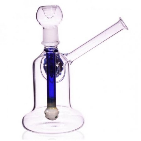 The Dabba Dabba Shroom 7 Clear Water Pipe with Blue Downstem and Mushroom Design New